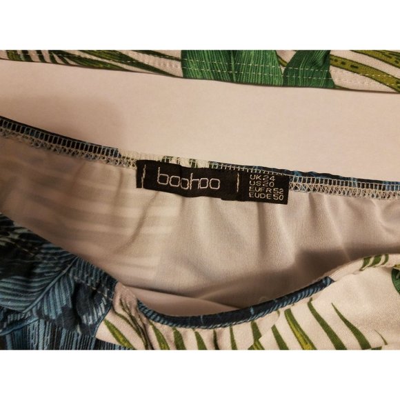 Boohoo Womens swim suit 2 piece size 20 Green Palm Print bikini - Picture 4 of 12